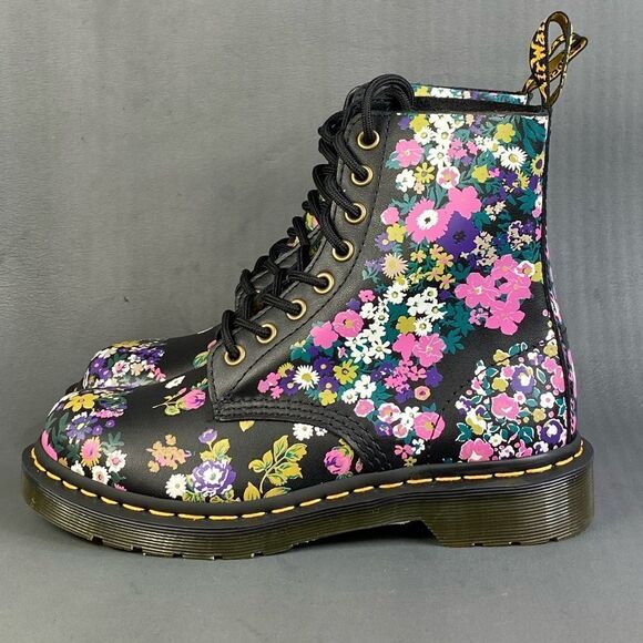DR. MARTENS 1460 Pascal Ankle Boots Floral Print Leather shoes size 6 - Picture 3 of 9